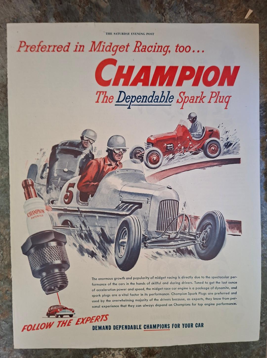 Vintage Forties Champion Spark Plug Advertisemenmt