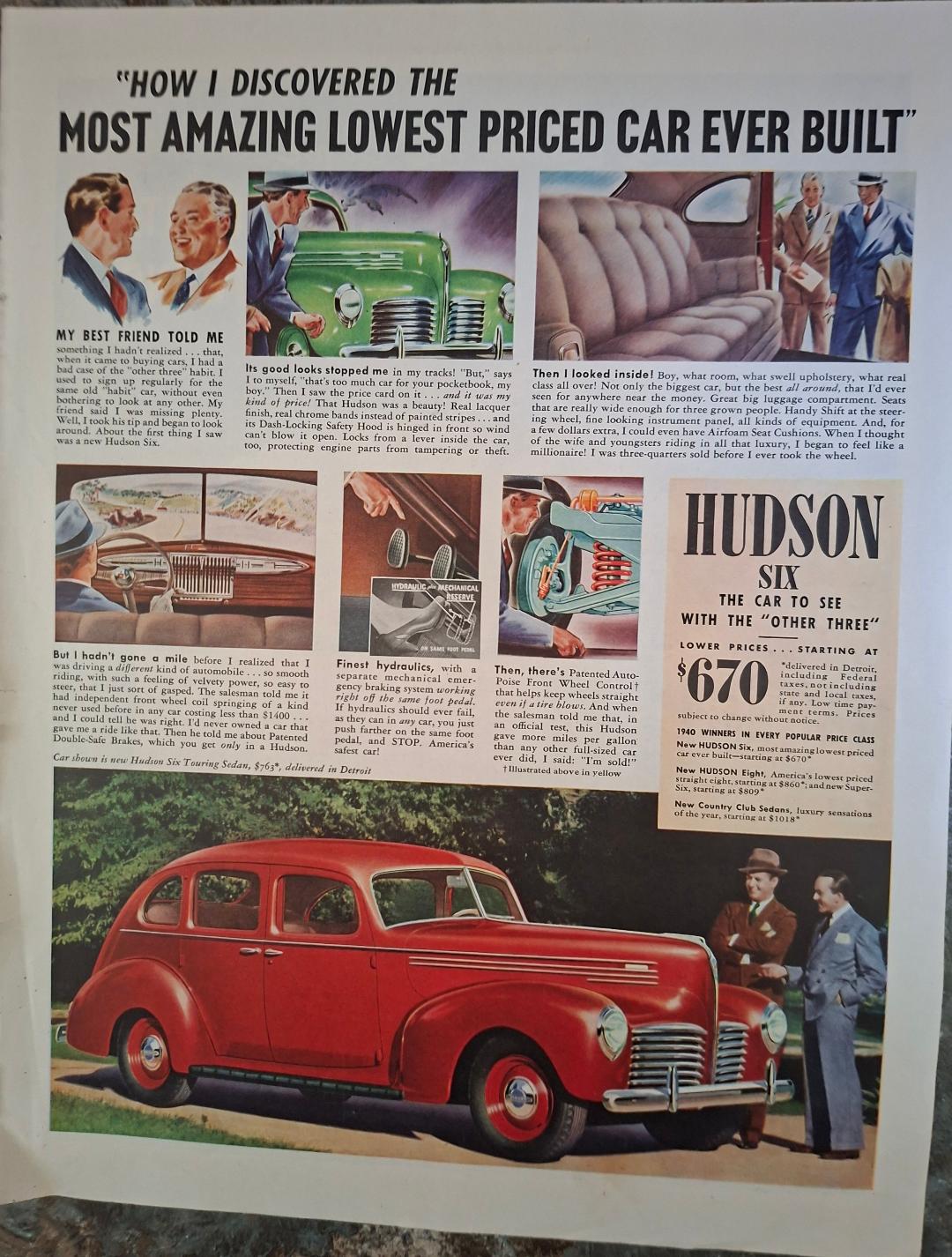 Vintage 1940 Hudson Advertisement